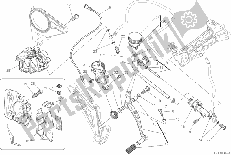 Todas as partes de Sistema De Freio Traseiro do Ducati Diavel FL 1200 2016
